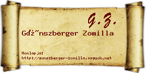 Günszberger Zomilla névjegykártya